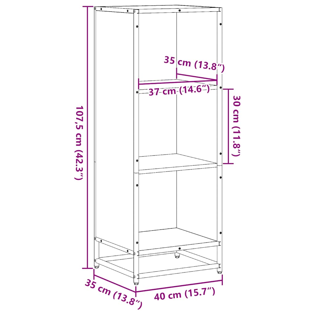 vidaXL Estantería madera ingeniería negra 40x35x107,5 cm