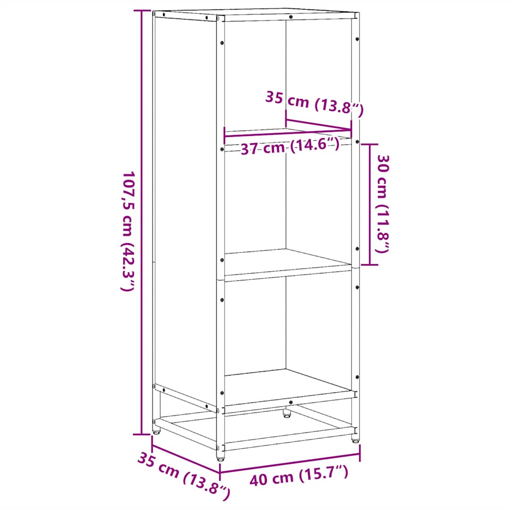 vidaXL Estantería madera de ingeniería color gris sonoma 40x35x107,5cm