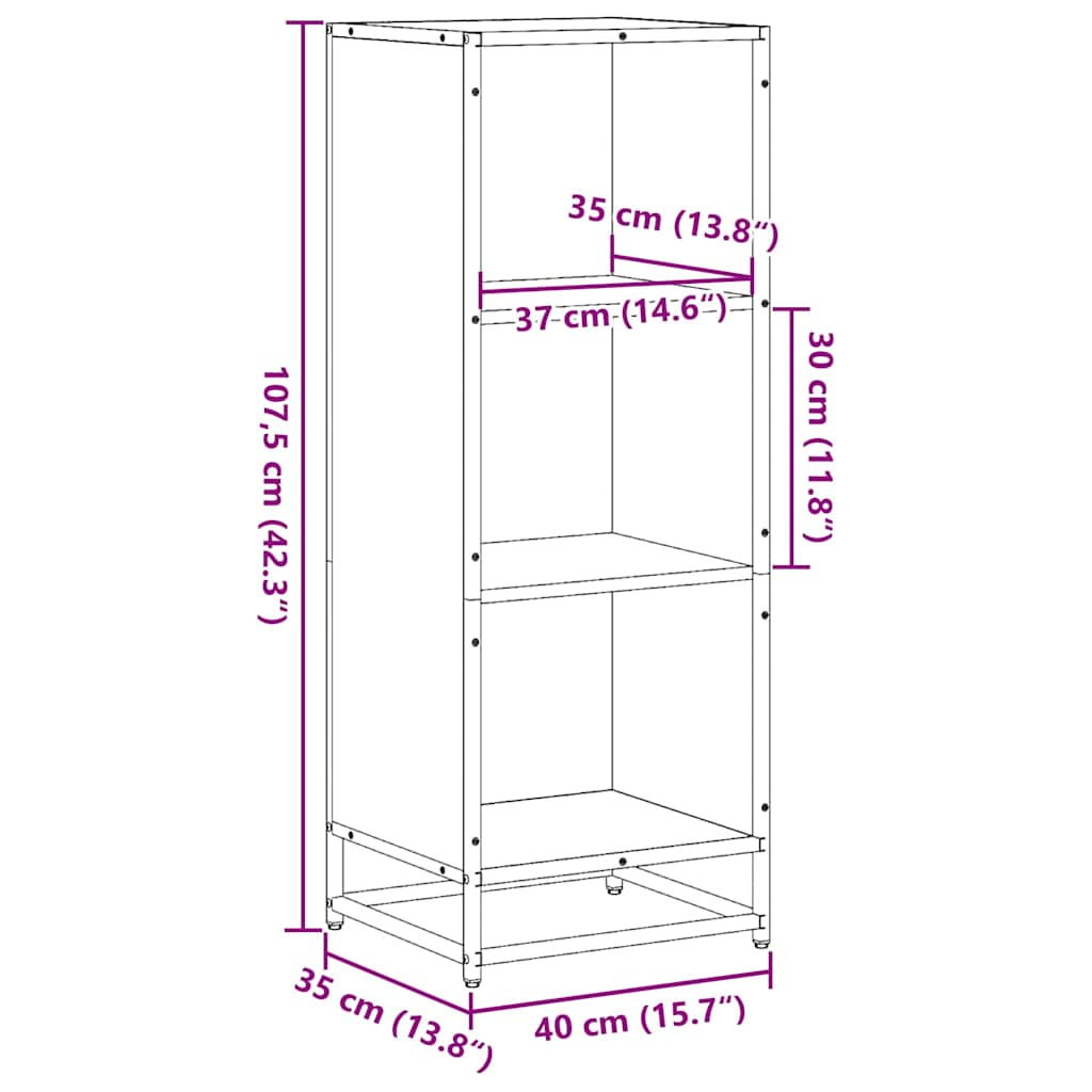 vidaXL Estantería madera ingeniería roble marrón 40x35x107,5 cm