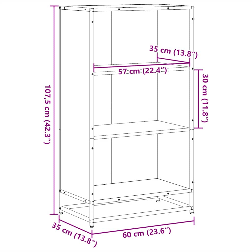 vidaXL Estantería madera ingeniería negra 60x35x107,5 cm