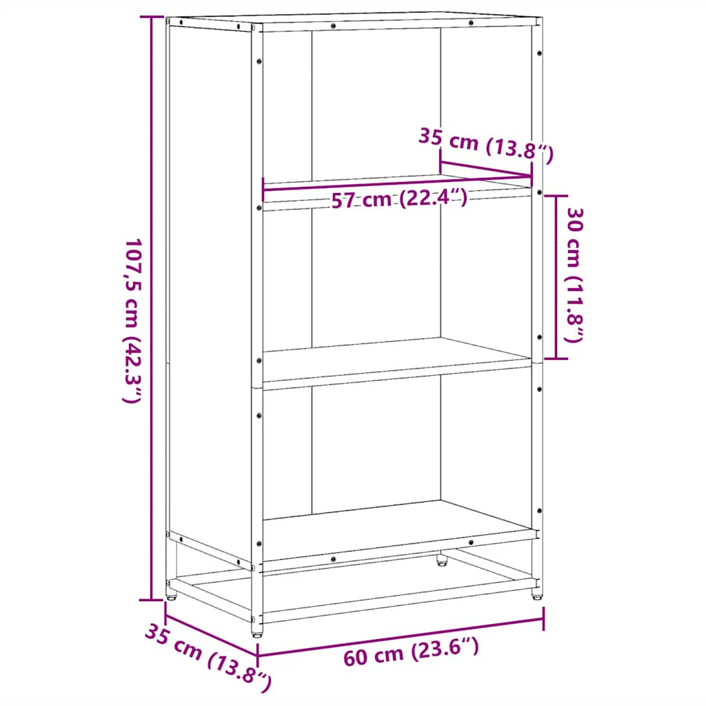 vidaXL Estantería madera ingeniería color roble ahumado 60x35x107,5 cm