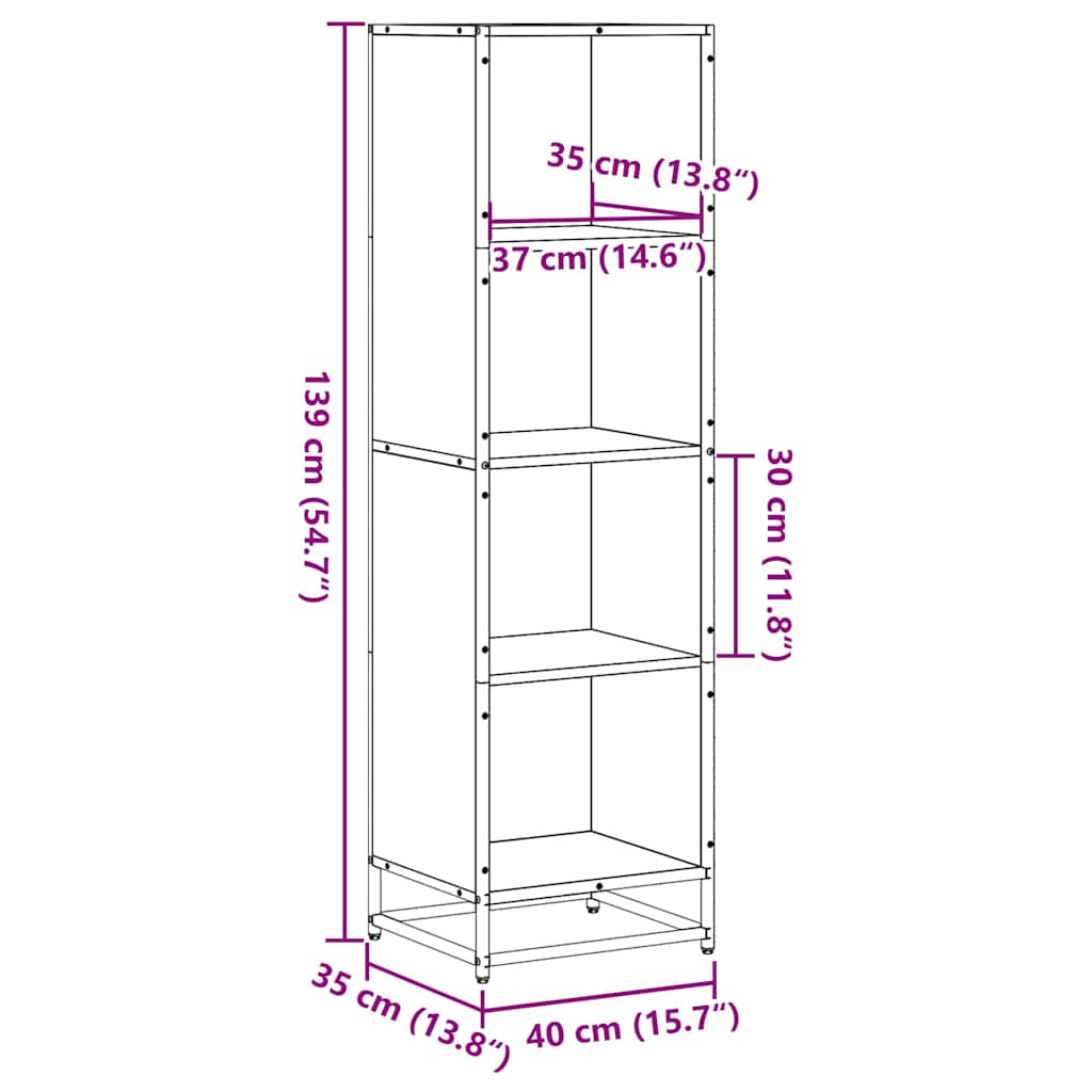 vidaXL Estantería madera ingeniería negra 40x35x139 cm