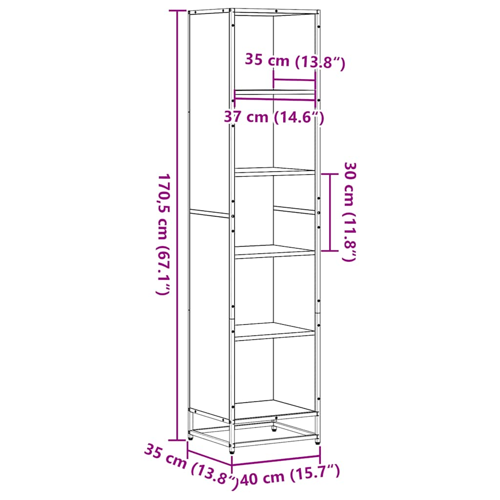 vidaXL Estantería madera ingeniería gris sonoma 40x35x170,5 cm