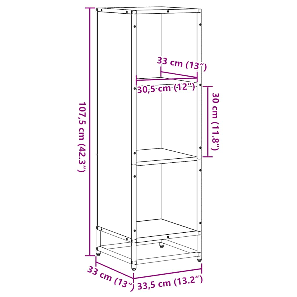 vidaXL Estantería madera de ingeniería roble ahumado 33,5x33x107,5 cm