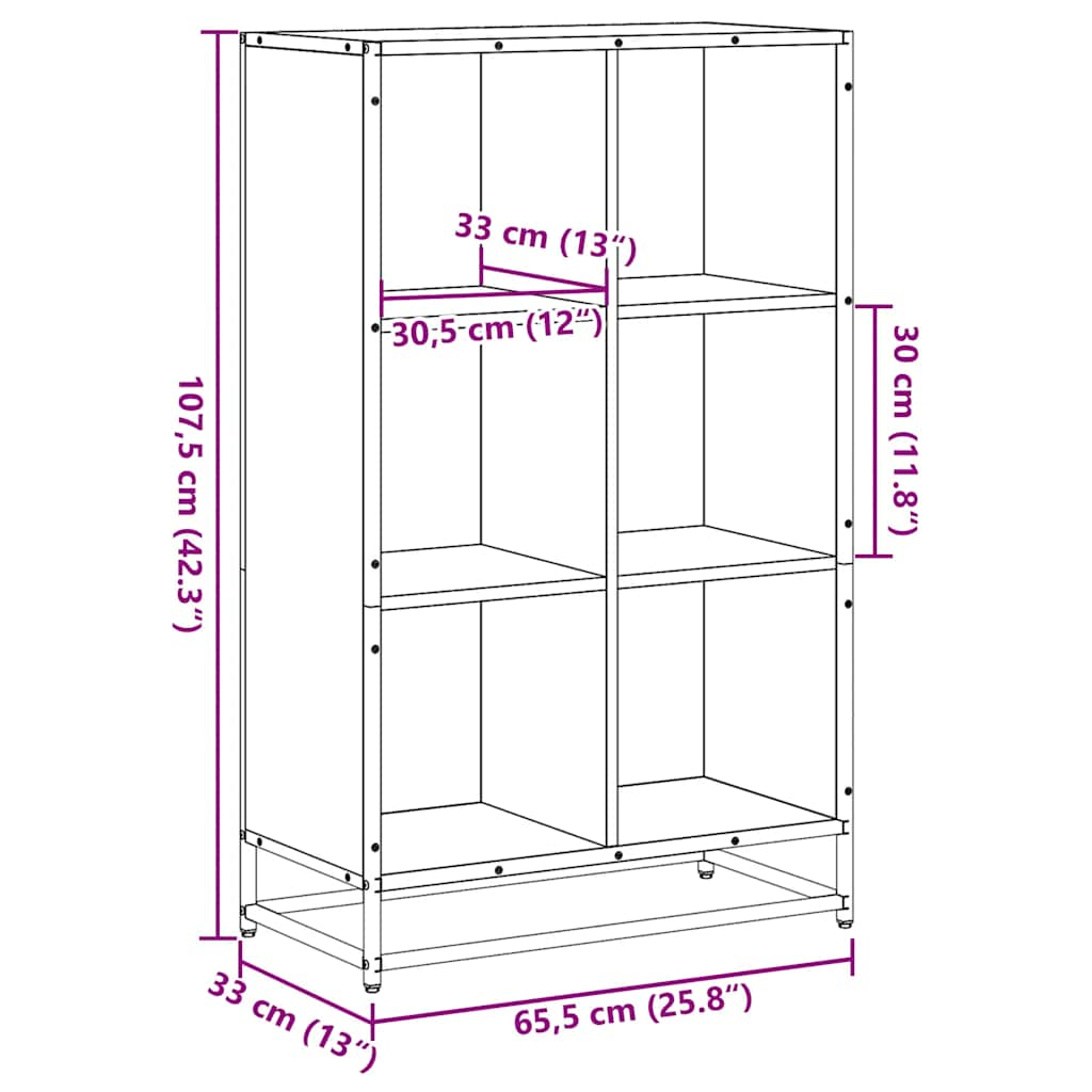 vidaXL Estantería madera de ingeniería roble ahumado 65,5x33x107,5 cm