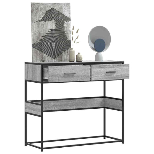 vidaXL Mesa consola madera de ingeniería gris Sonoma 90x35x80 cm