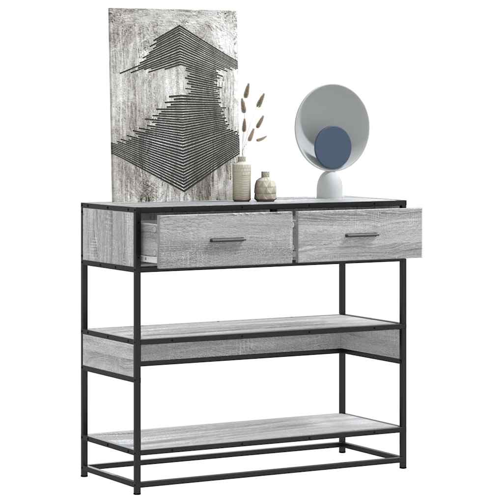 vidaXL Mesa consola madera de ingeniería gris Sonoma 90x35x80 cm