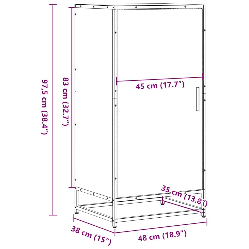 vidaXL Mueble zapatero de madera de ingeniería negro 48x38x97,5 cm