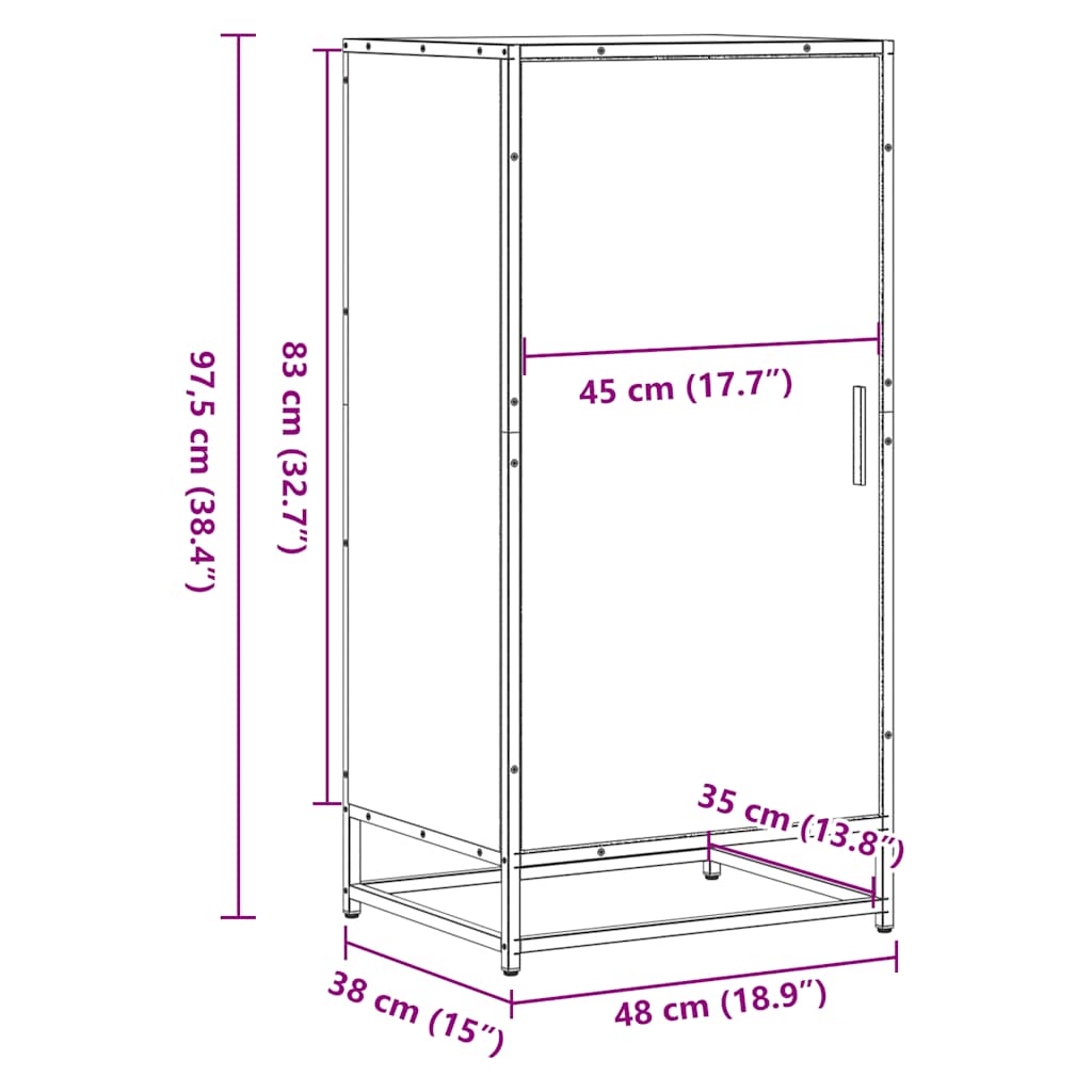 vidaXL Mueble zapatero madera contrachapada roble sonoma 48x38x97,5 cm