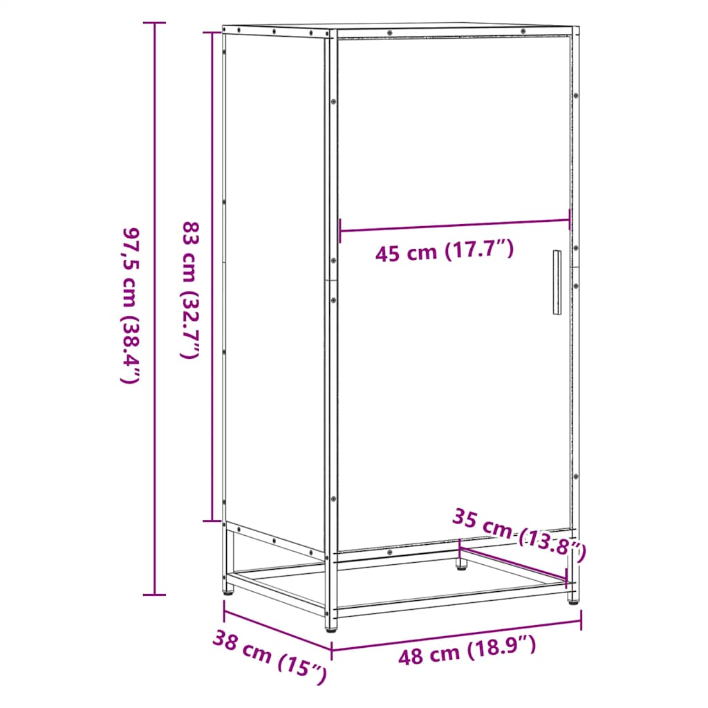 vidaXL Zapatero madera contrachapada roble ahumado 48x38x97,5 cm