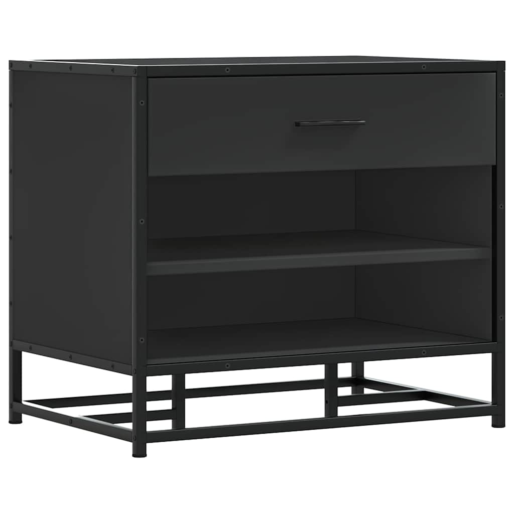 vidaXL Banco zapatero madera de ingeniería y metal negro 60x40x53,5 cm