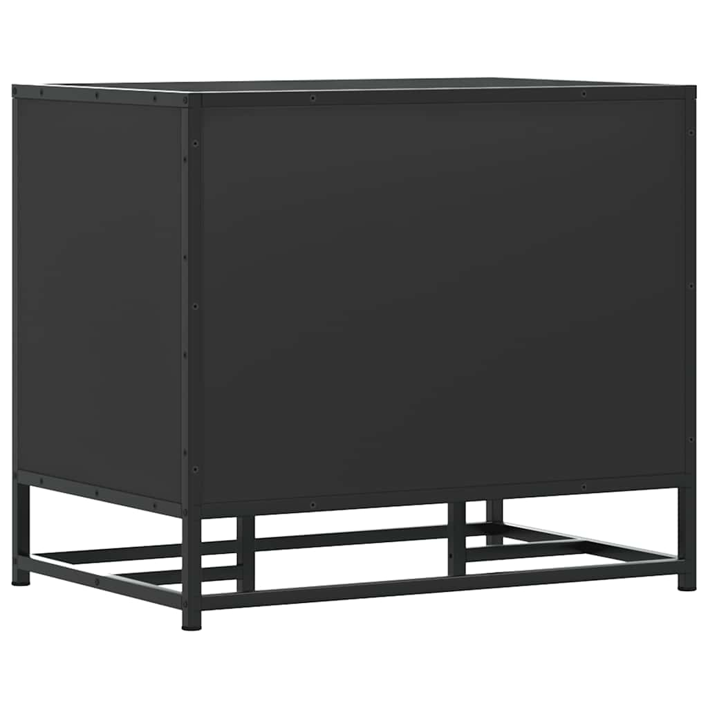 vidaXL Banco zapatero madera de ingeniería y metal negro 60x40x53,5 cm