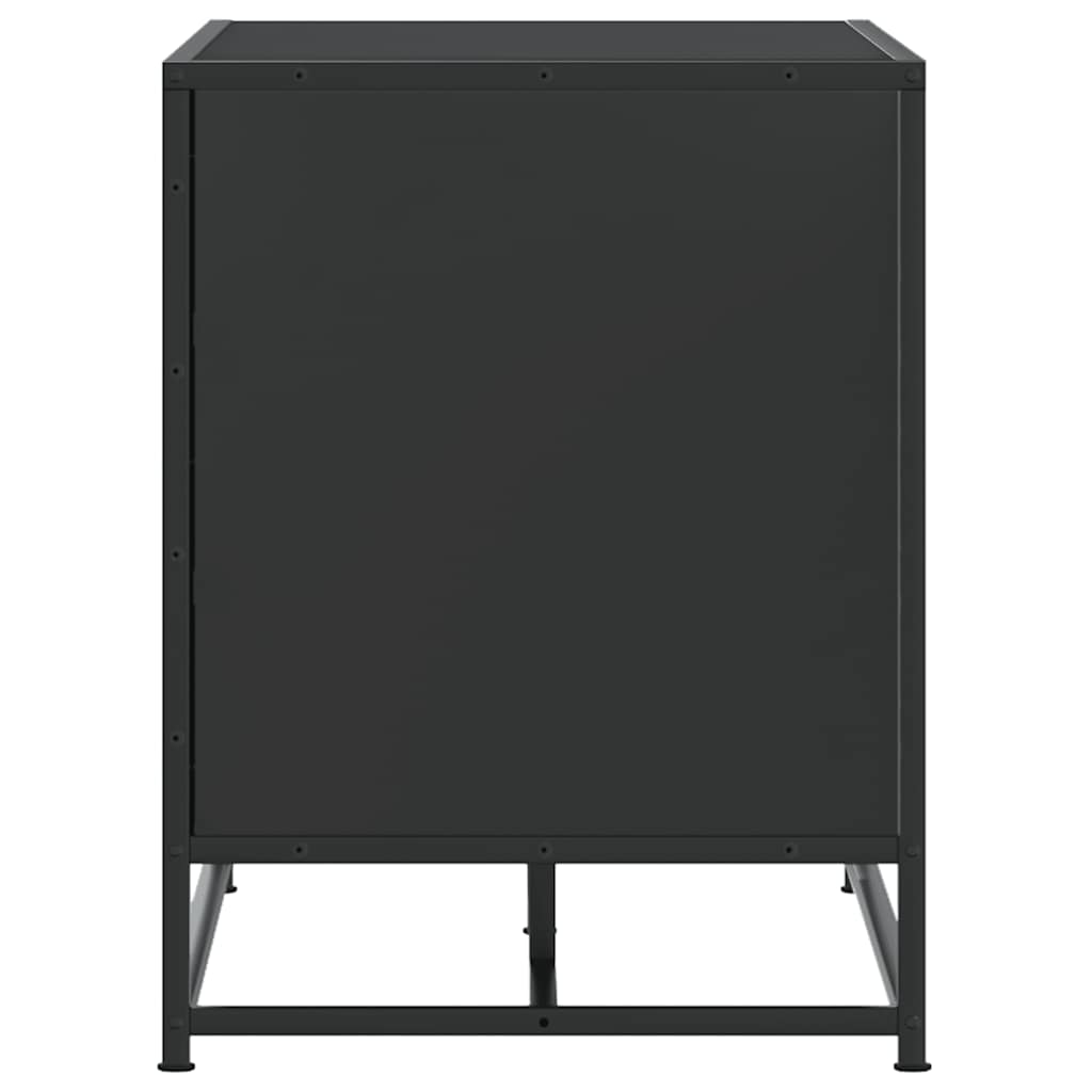 vidaXL Banco zapatero madera de ingeniería y metal negro 80x40x53,5 cm