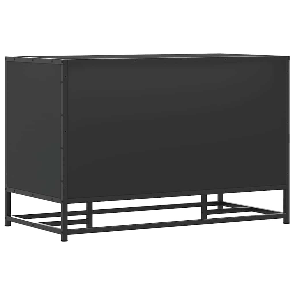 vidaXL Banco zapatero madera de ingeniería y metal negro 80x40x53,5 cm