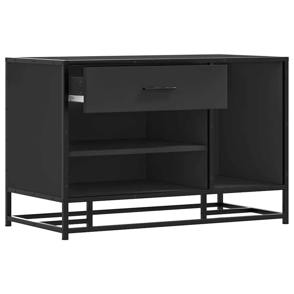 vidaXL Banco zapatero madera de ingeniería y metal negro 80x40x53,5 cm