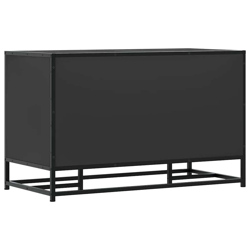 vidaXL Banco zapatero madera de ingeniería y metal negro 84x40x53,5 cm