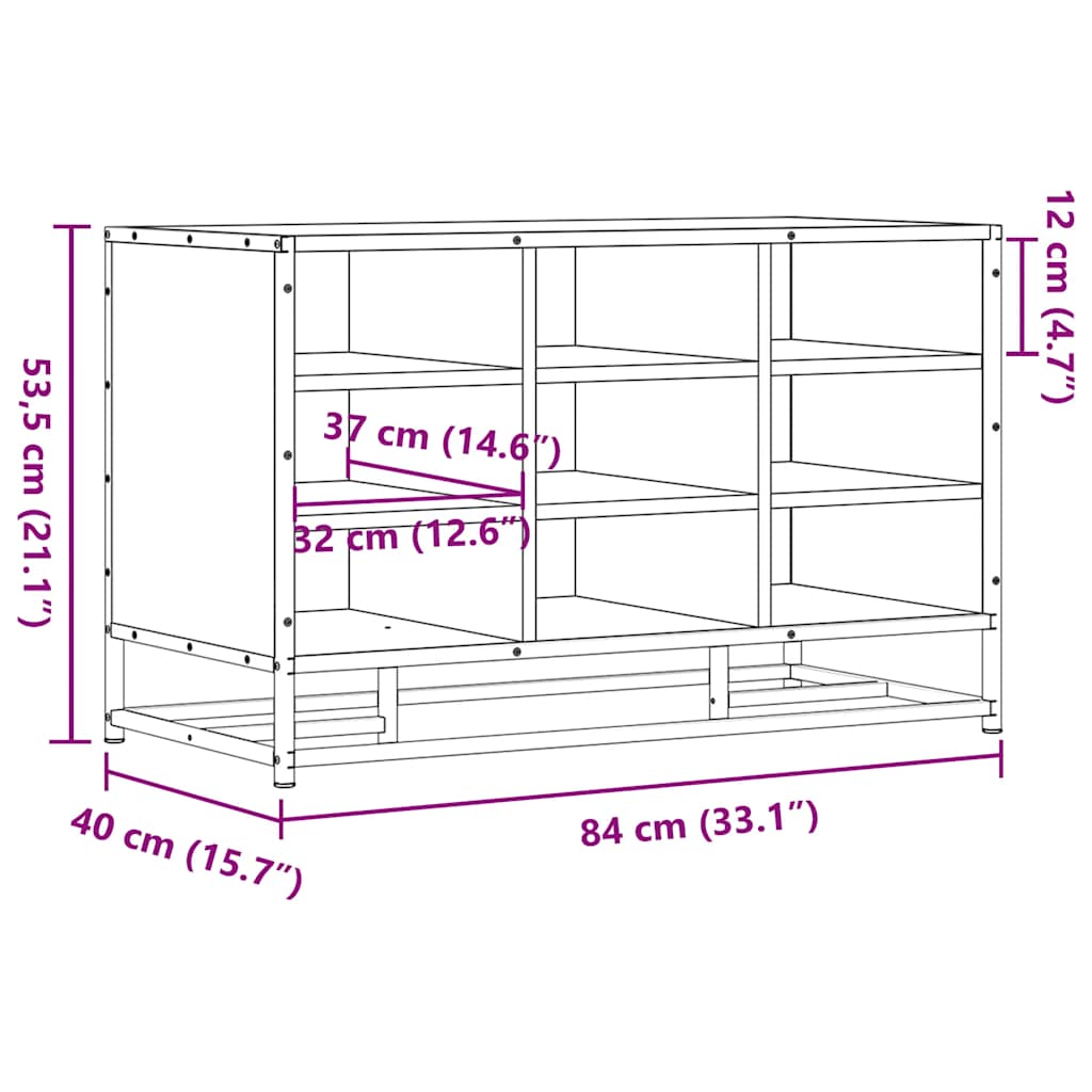 vidaXL Banco zapatero madera de ingeniería roble sonoma 84x40x53,5 cm