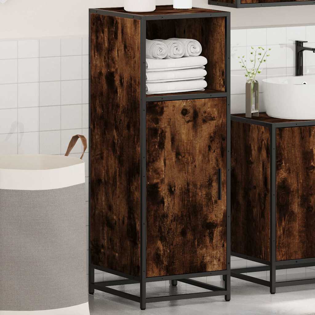 vidaXL Armario baño madera contrachapada roble ahumado 35x37,5x100 cm