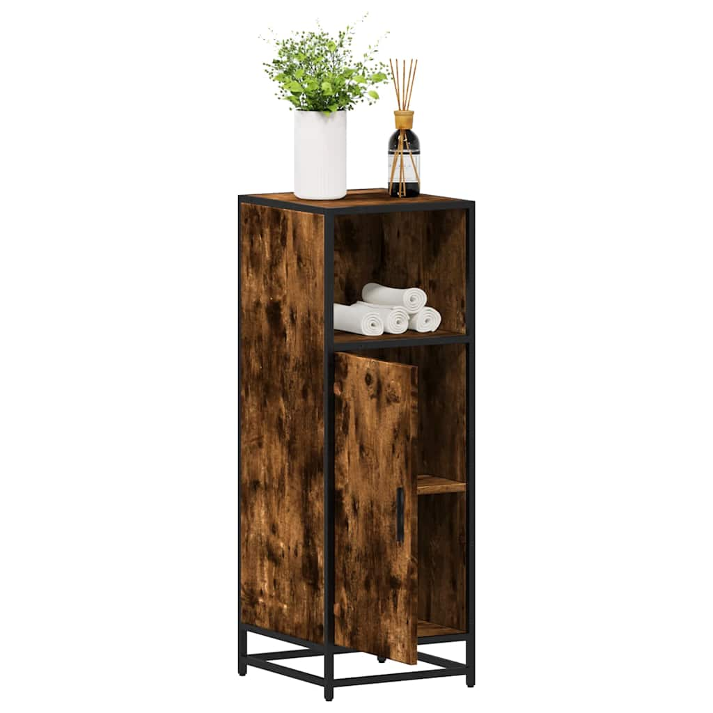 vidaXL Armario baño madera contrachapada roble ahumado 35x37,5x100 cm