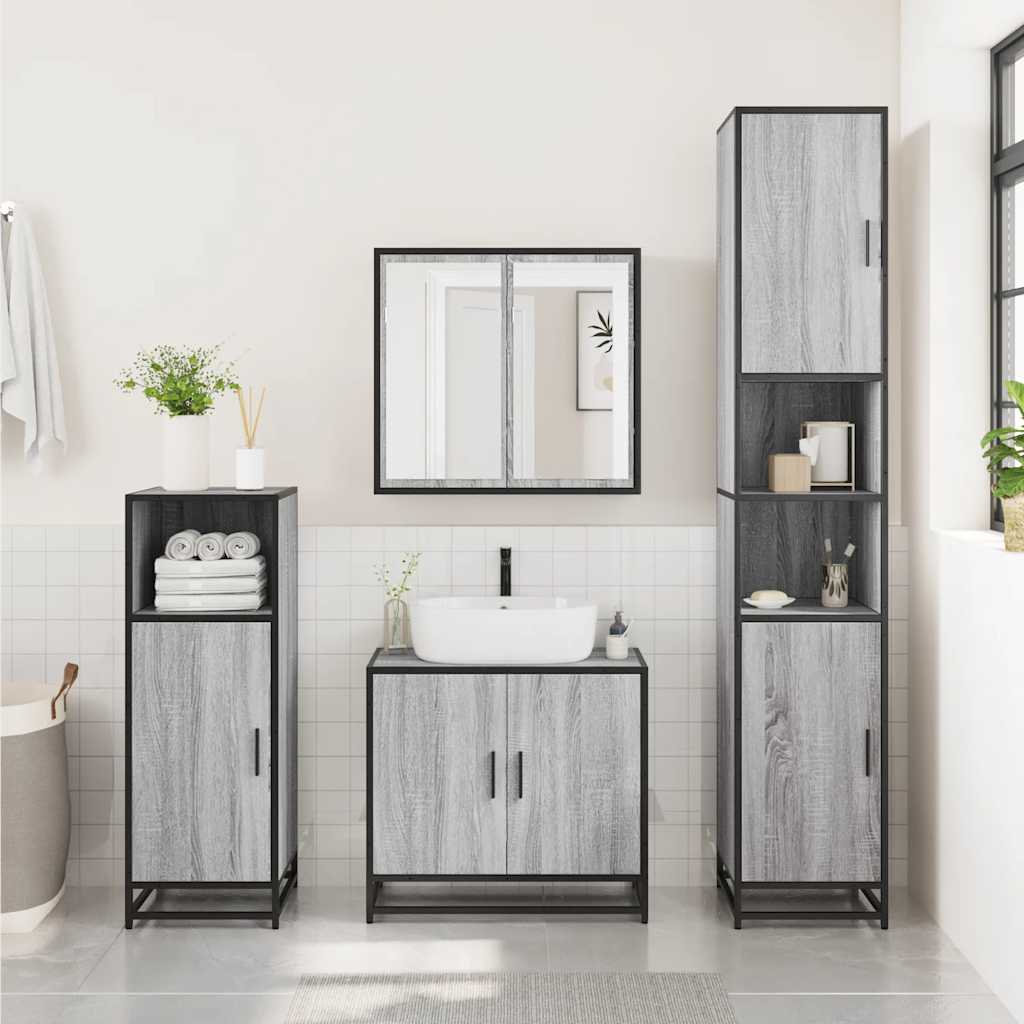 vidaXL Armario de baño madera contrachapada gris sonoma 35x37,5x100 cm