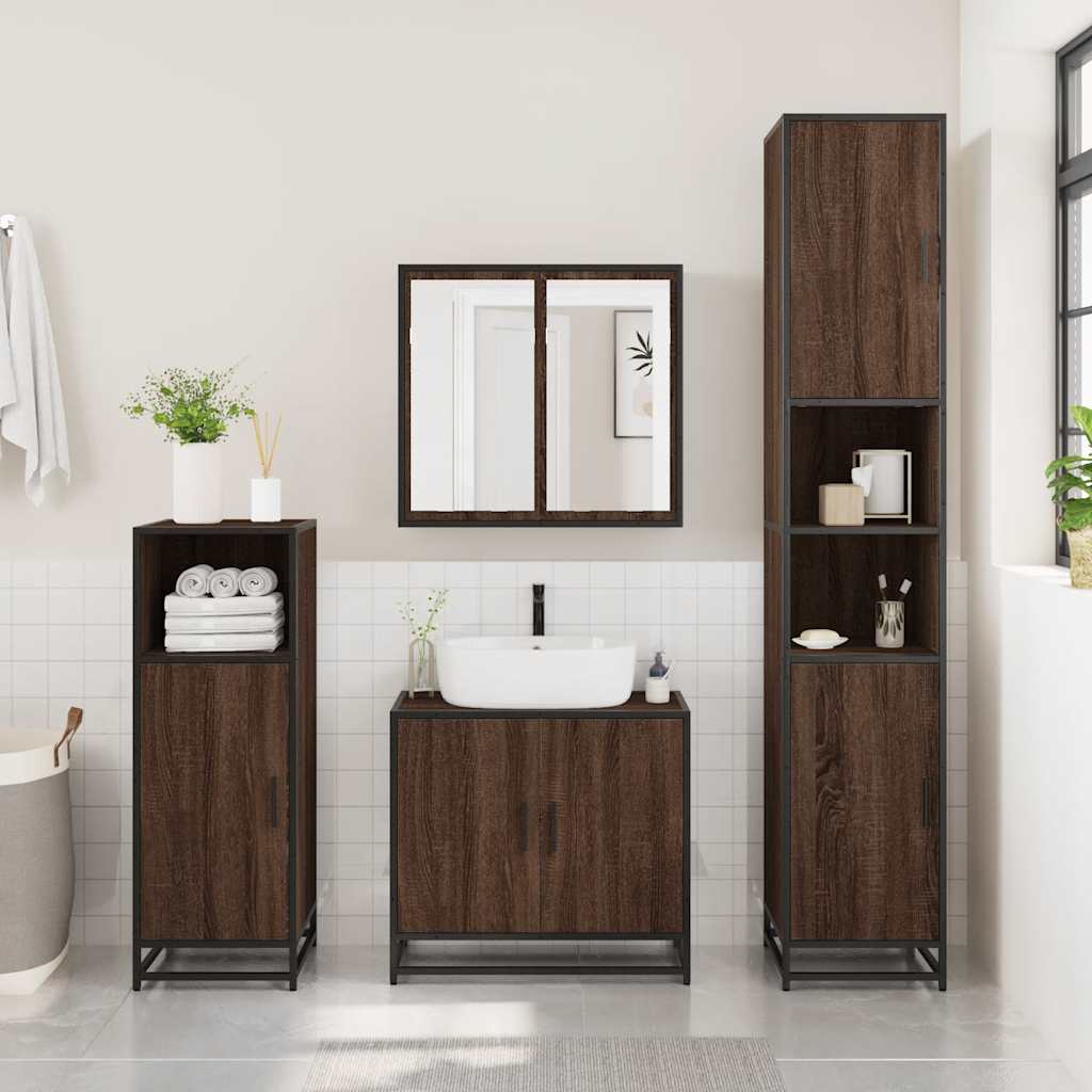 vidaXL Armario de baño madera contrachapada roble marrón 35x37,5x100cm