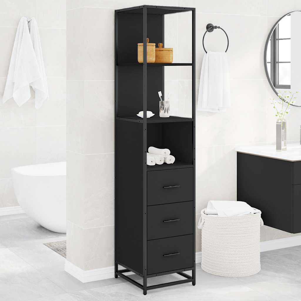 vidaXL Armario de baño madera contrachapada negro 35x37,5x166 cm