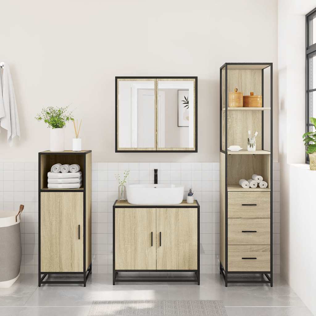 vidaXL Armario de baño madera contrachapada roble sonoma 35x37,5x166cm