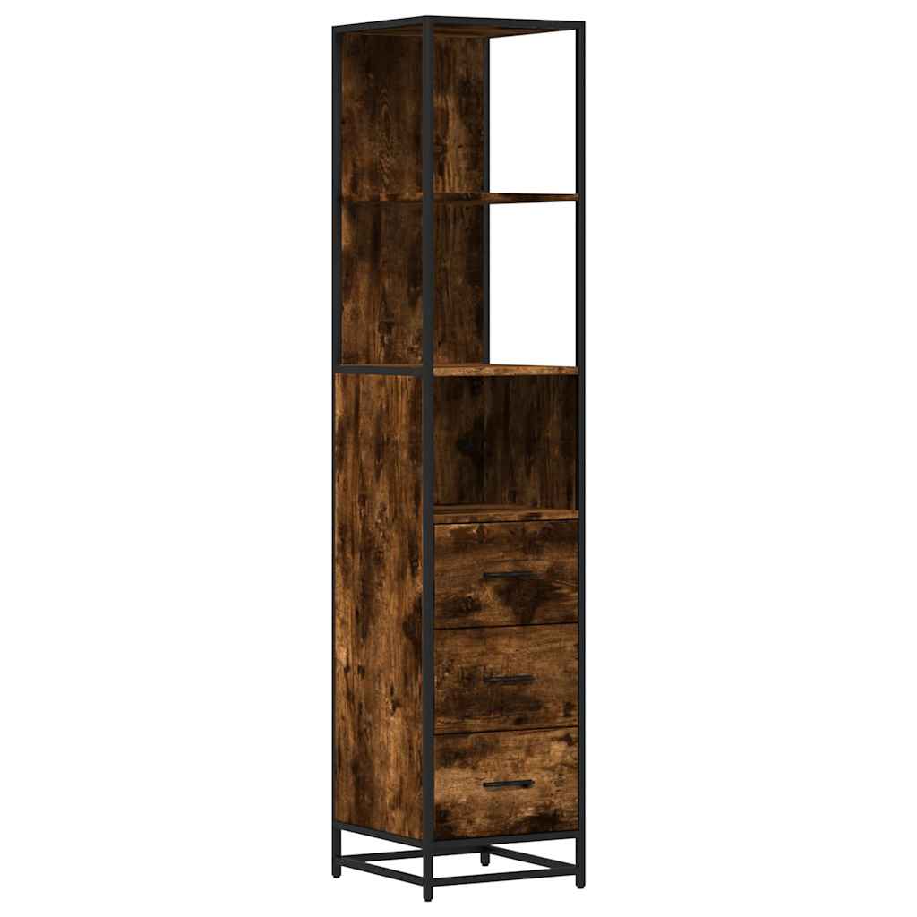 vidaXL Armario baño madera contrachapada roble ahumado 35x37,5x166 cm