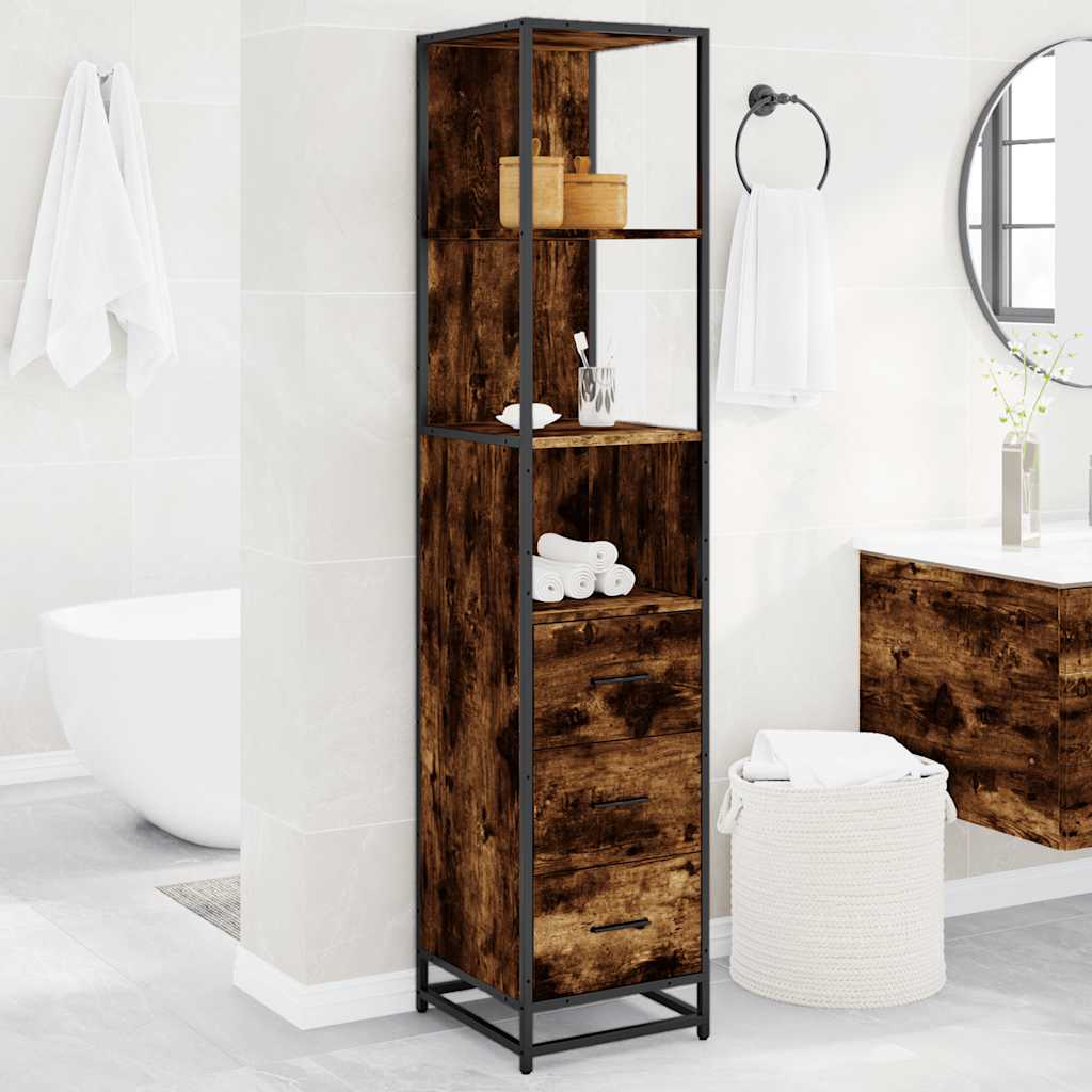 vidaXL Armario baño madera contrachapada roble ahumado 35x37,5x166 cm