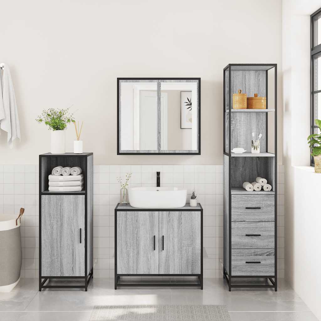 vidaXL Armario de baño madera contrachapada gris sonoma 35x37,5x166 cm