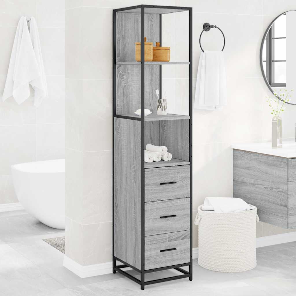 vidaXL Armario de baño madera contrachapada gris sonoma 35x37,5x166 cm