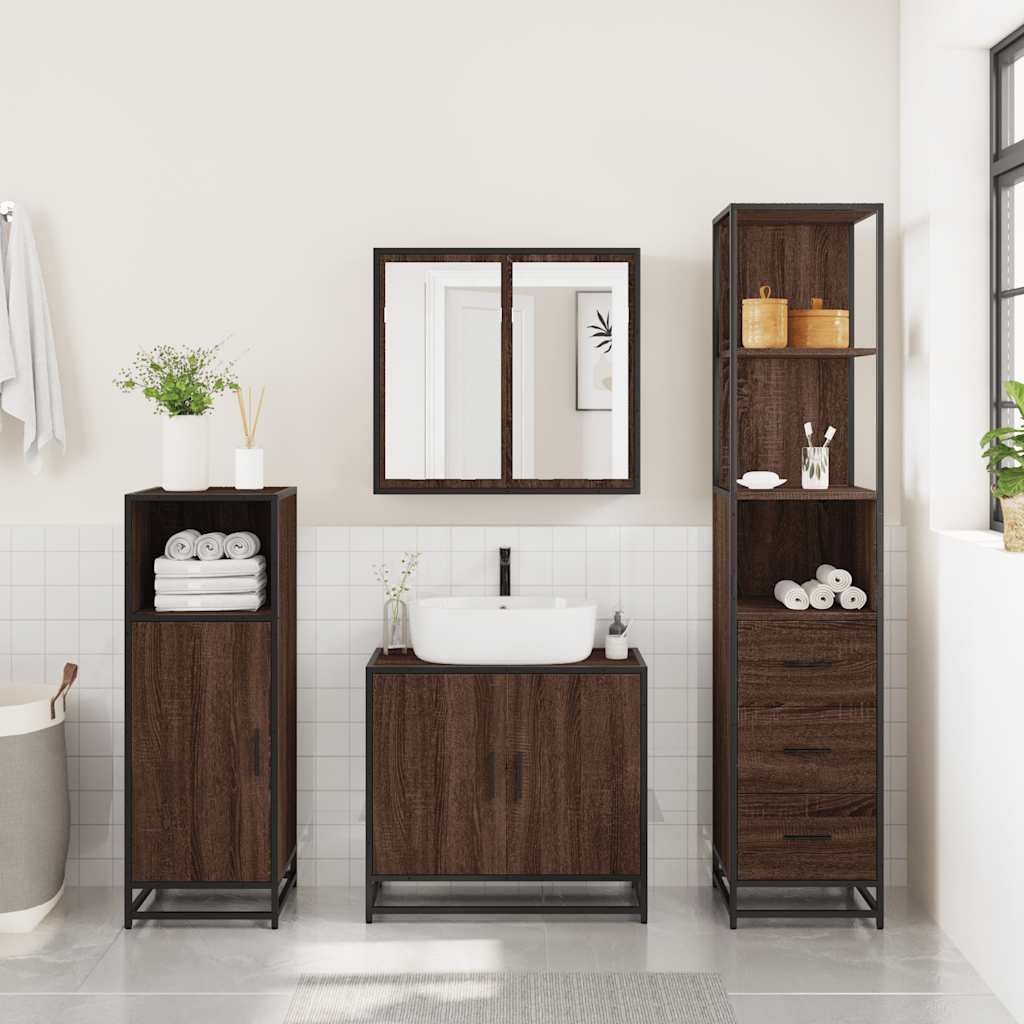 vidaXL Armario de baño madera contrachapada roble marrón 35x37,5x166cm