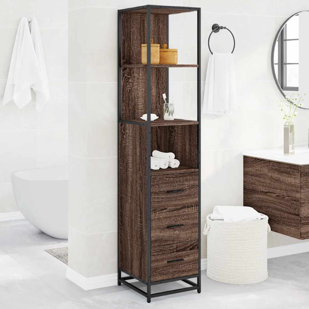 vidaXL Armario de baño madera contrachapada roble marrón 35x37,5x166cm