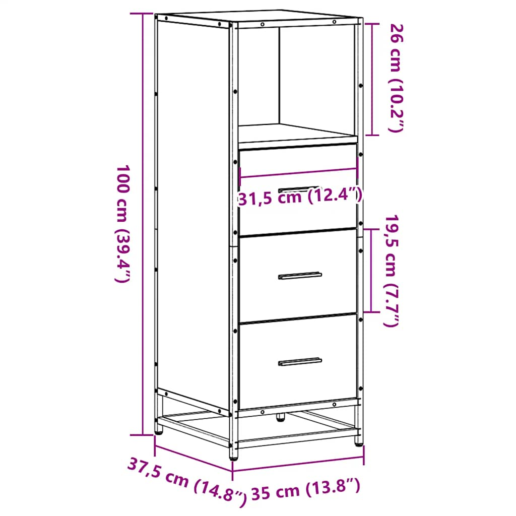 vidaXL Armario de baño madera contrachapada negro 35x37,5x100 cm