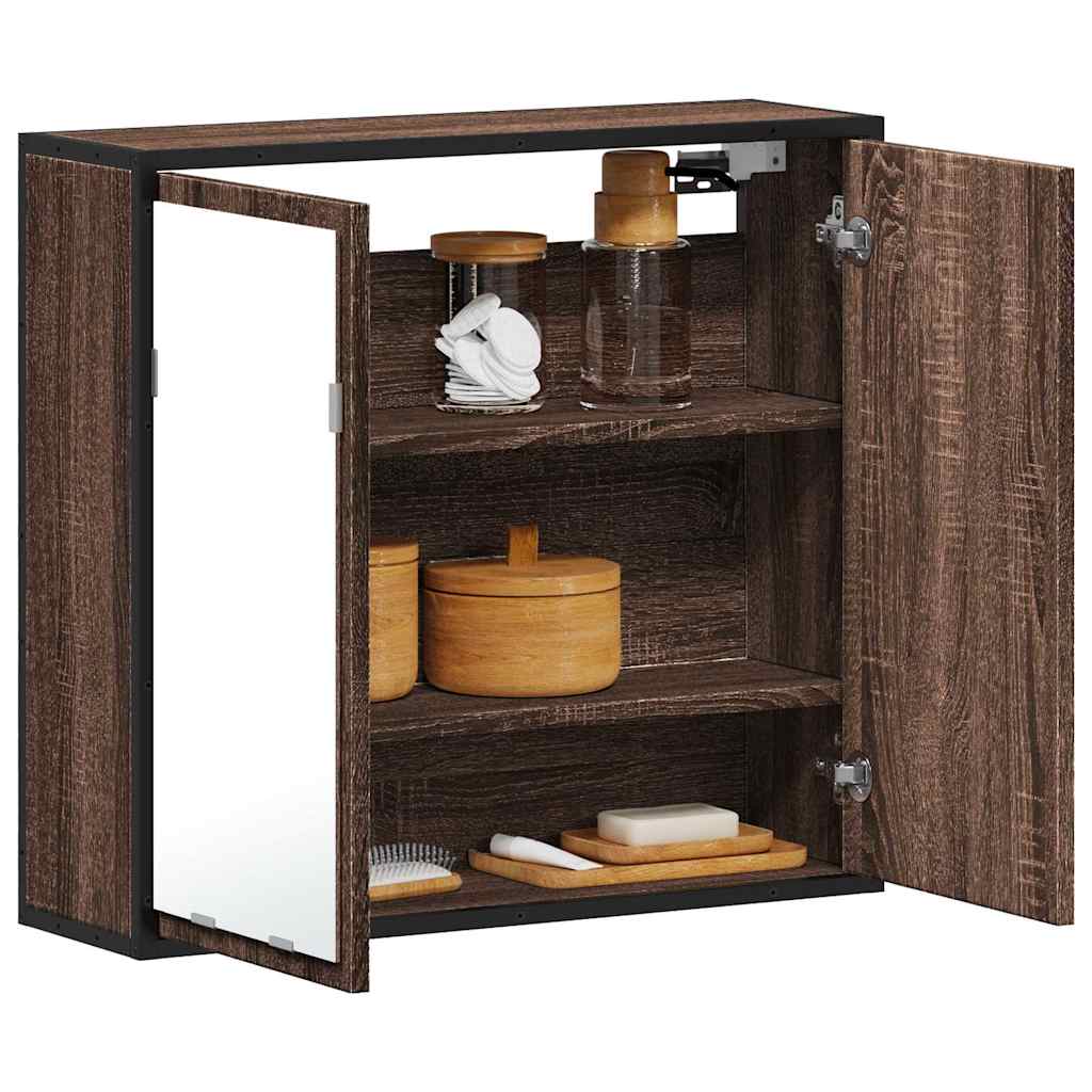 vidaXL Armario con espejo baño madera marrón roble 65x20x60 cm