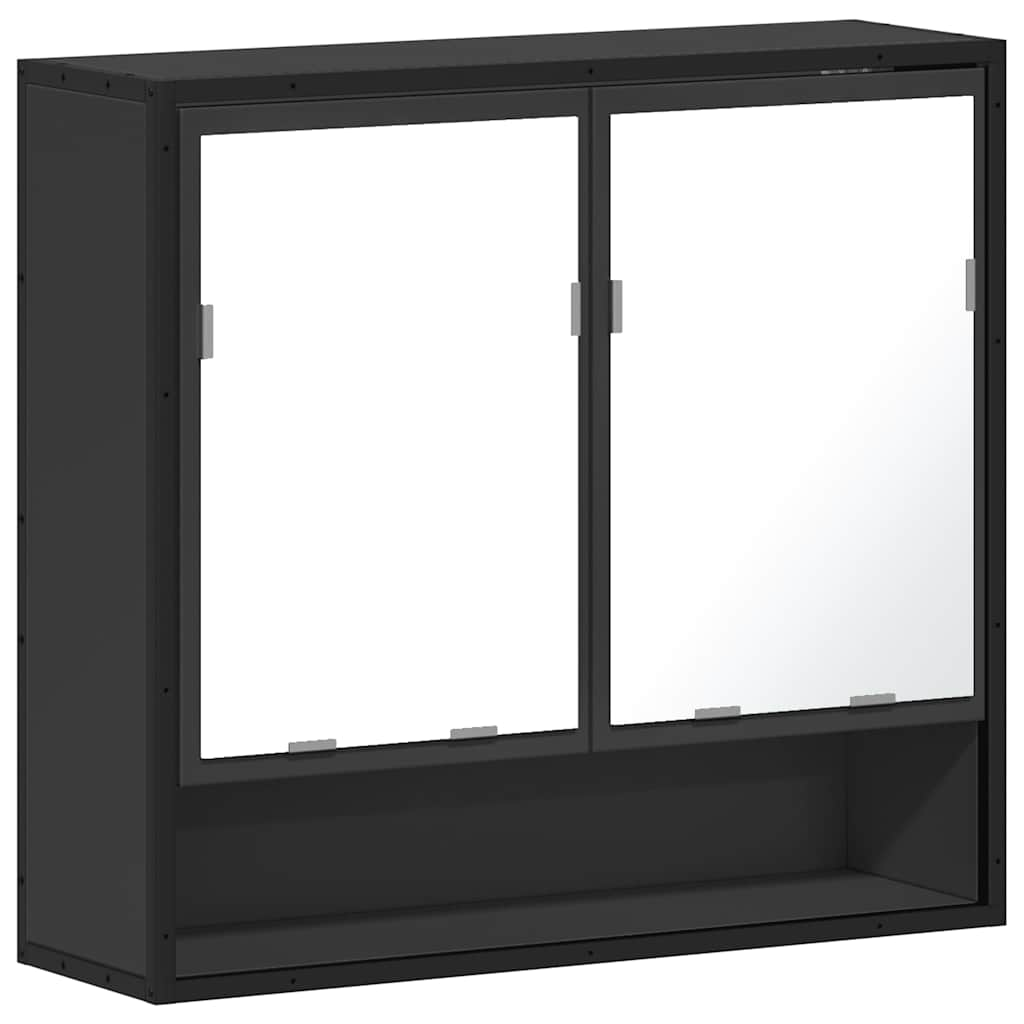 vidaXL Armario de baño con espejo madera ingeniería negro 65x20x60 cm