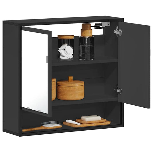 vidaXL Armario de baño con espejo madera ingeniería negro 65x20x60 cm