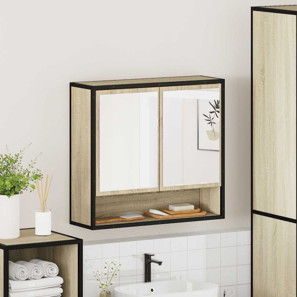 vidaXL Armario con espejo de baño madera roble sonoma 65x20x60 cm