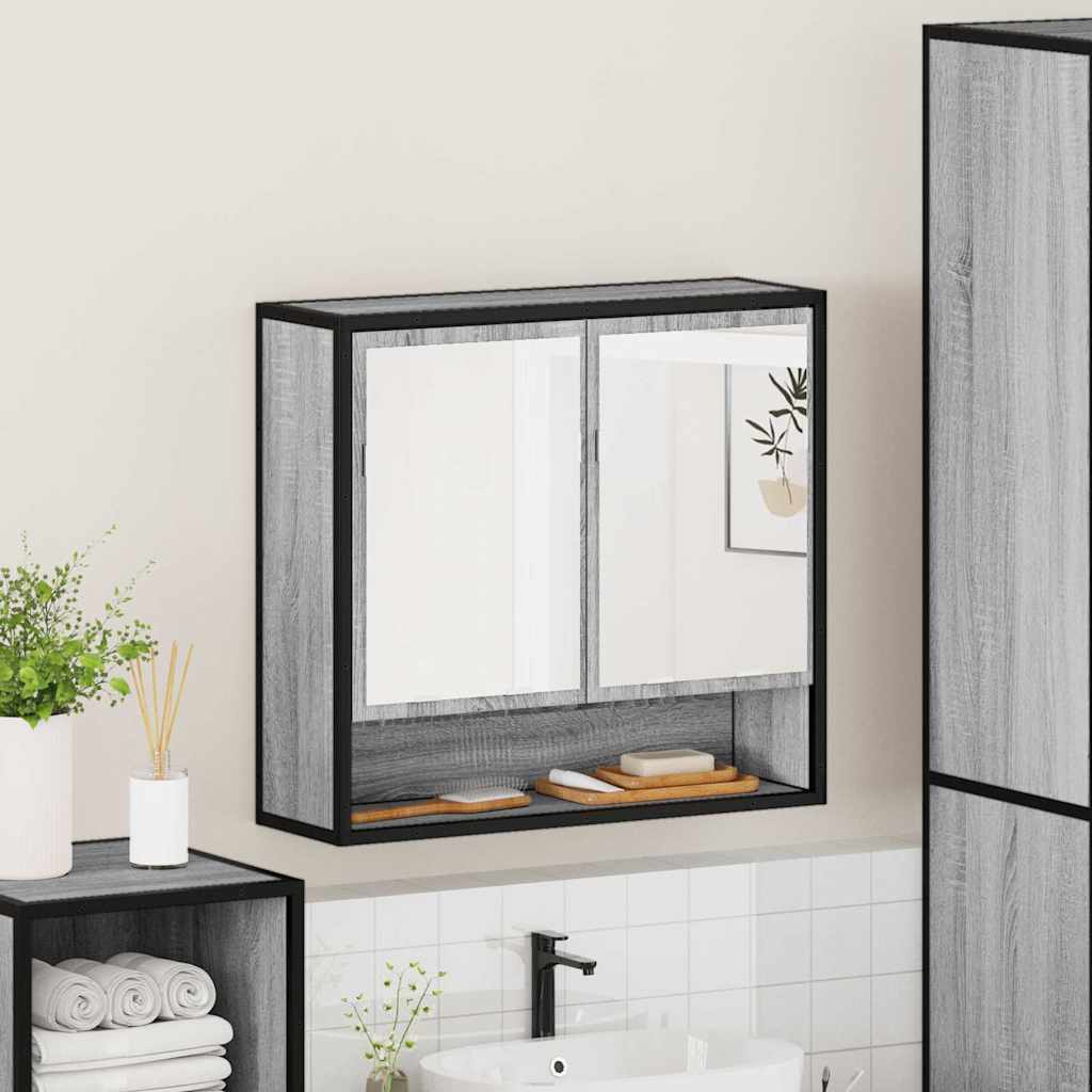 vidaXL Armario con espejo de baño madera gris sonoma 65x20x60 cm