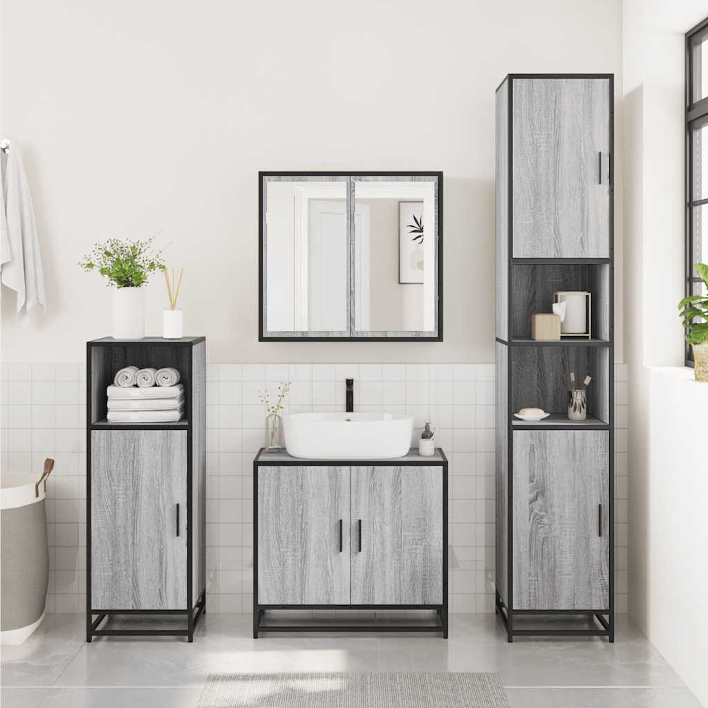 vidaXL Mueble lavabo baño madera contrachapada sonoma gris 65x33x60 cm