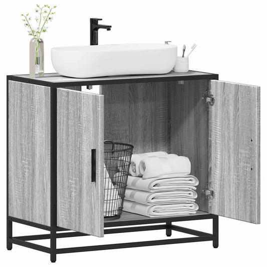 vidaXL Mueble lavabo baño madera contrachapada sonoma gris 65x33x60 cm