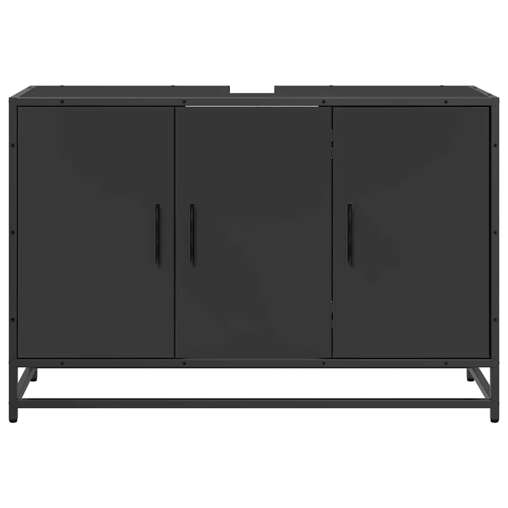 vidaXL Armario de lavabo de baño madera ingeniería negro 90x33x60 cm