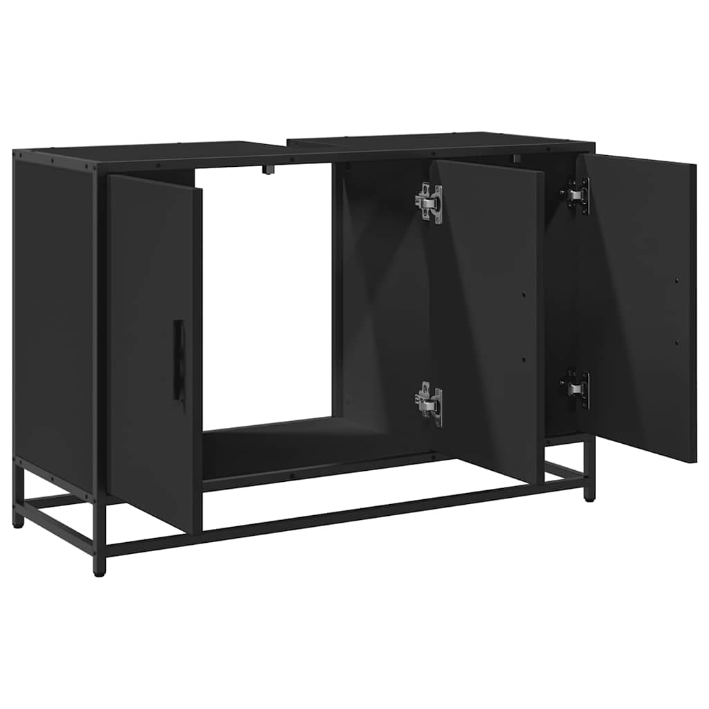 vidaXL Armario de lavabo de baño madera ingeniería negro 90x33x60 cm