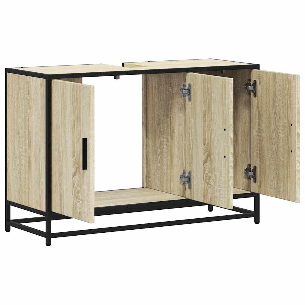 vidaXL Armario lavabo baño madera ingeniería roble sonoma 90x33x60 cm