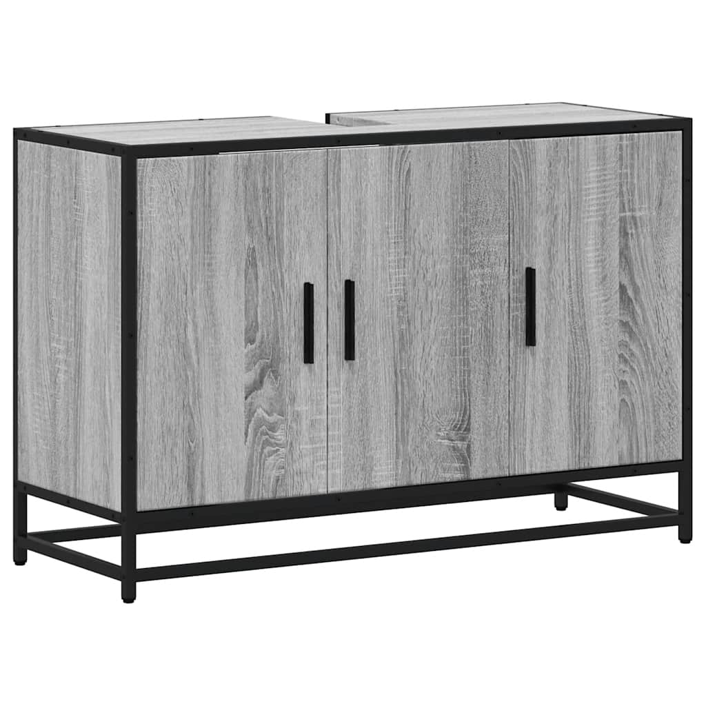 vidaXL Armario lavabo baño madera ingeniería gris Sonoma 90x33x60 cm