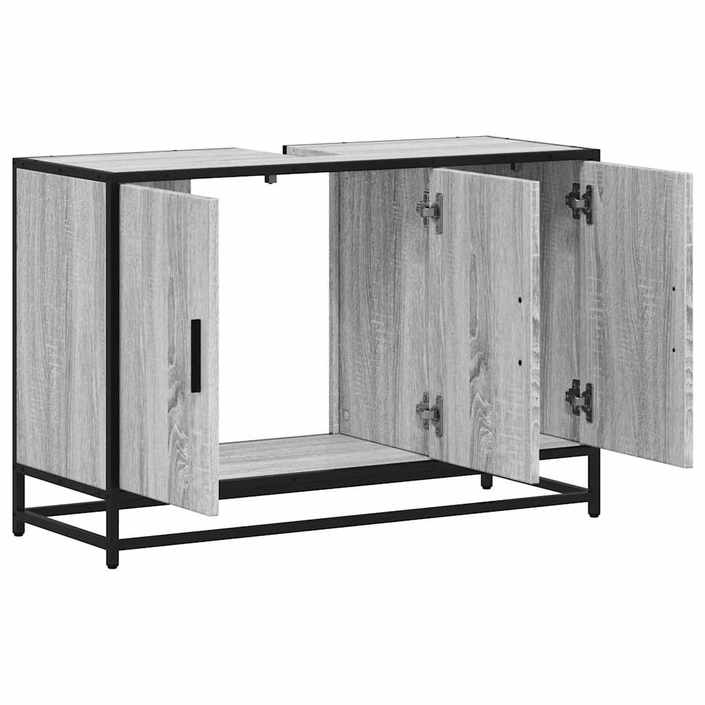 vidaXL Armario lavabo baño madera ingeniería gris Sonoma 90x33x60 cm