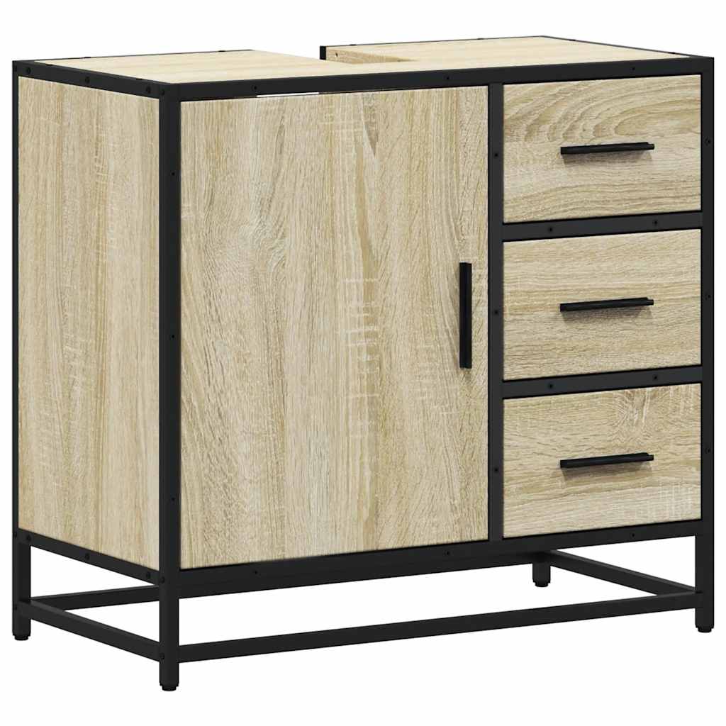 vidaXL Armario de lavabo de baño madera roble Sonoma 65x33x60 cm