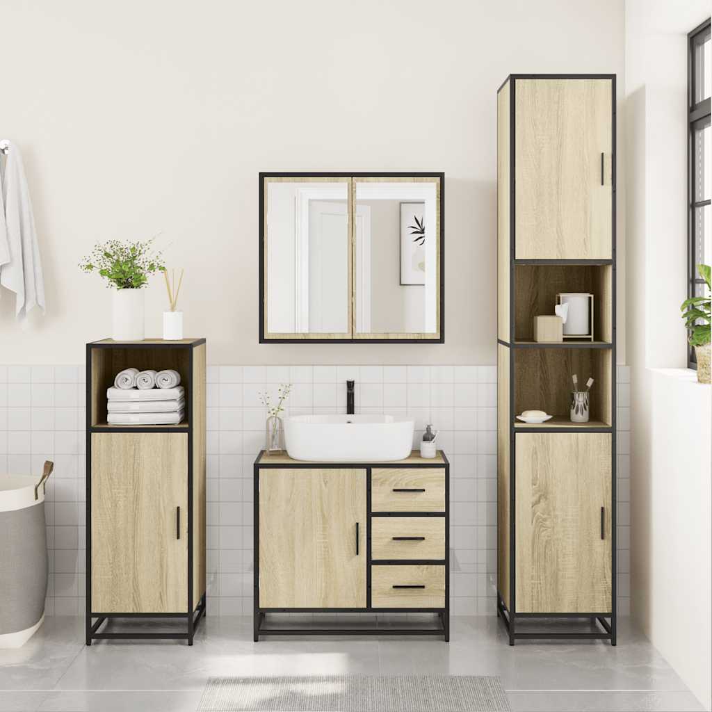 vidaXL Armario de lavabo de baño madera roble Sonoma 65x33x60 cm