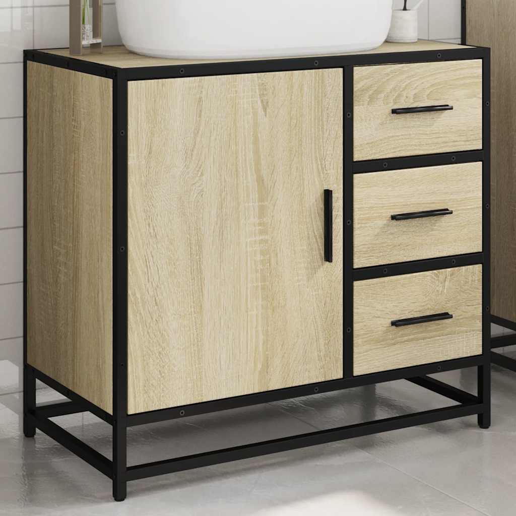 vidaXL Armario de lavabo de baño madera roble Sonoma 65x33x60 cm