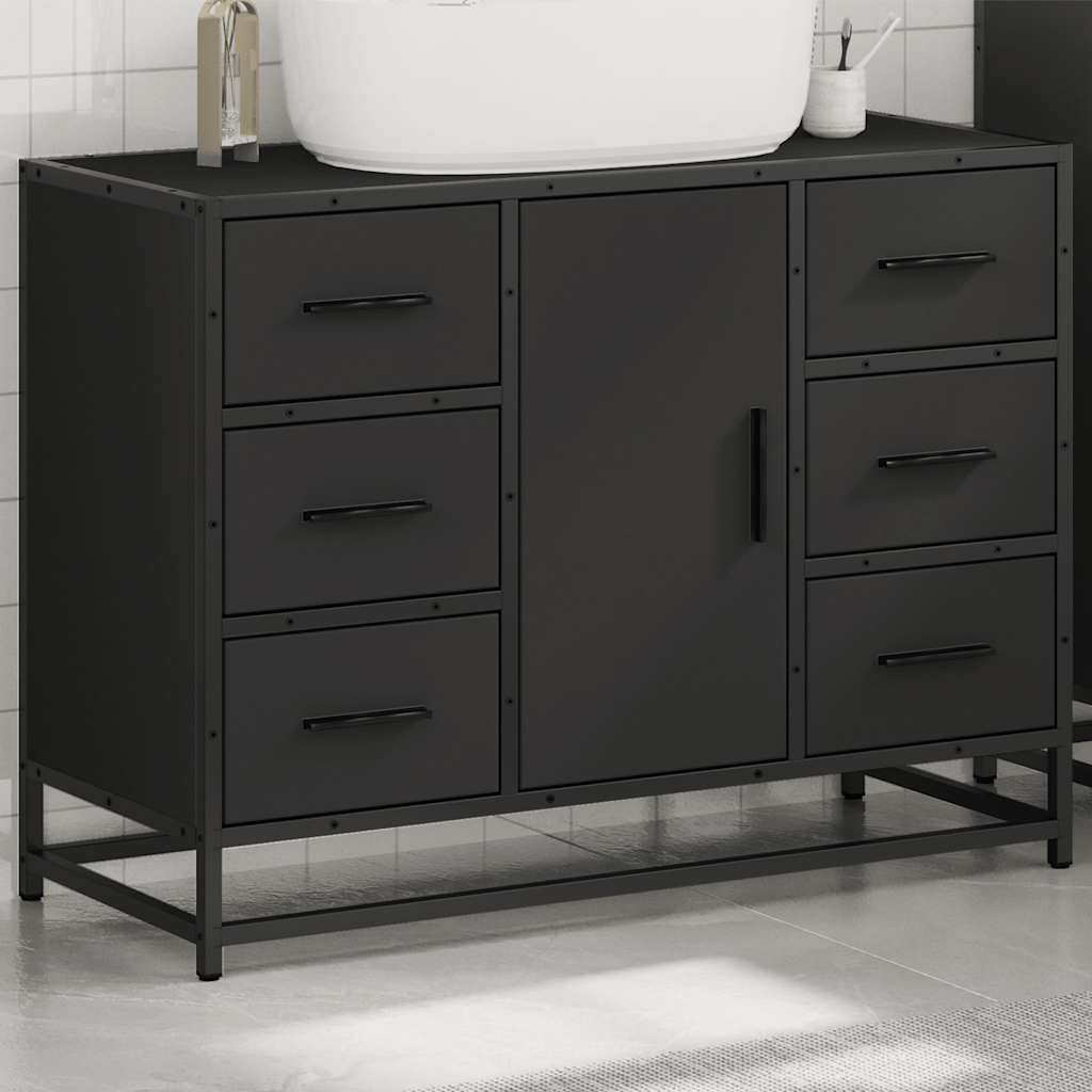 vidaXL Armario de lavabo de baño madera ingeniería negro 80x33x60 cm